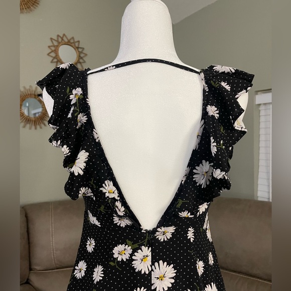 Y2K Forever 21 Black Polka Dot Daisy Skater Dress Sz S Small - Picture 7 of 9